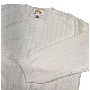 NWT Vintage Talbots White Cotton Cable Knit Crewneck Sweater Women's Petite S